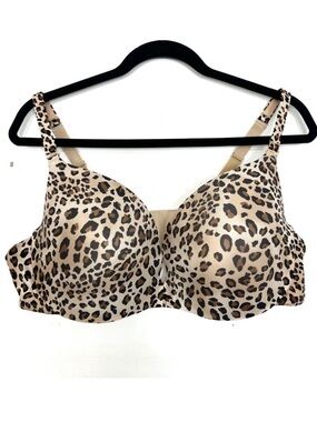 Cacique Leopard Print Bra Sz 46C Lightly Lined Animal Convertible Strapless